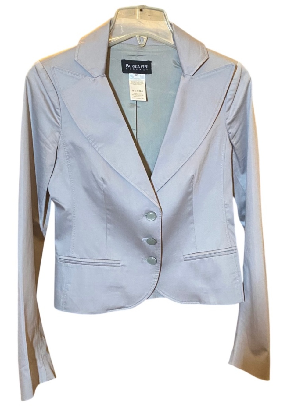 VTG Patrizia Pepe Pearl Gray Cropped Blazer Jacket • Y2K Archival Office Siren 4